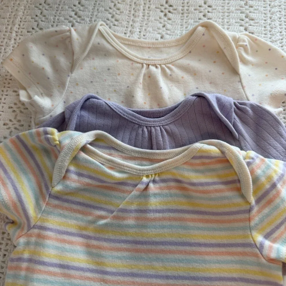 Mix & Match Baby Bodysuits and Pants Bundle Polka Dot Stripe Lilac Purple 6-12 M